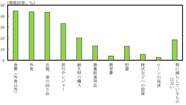支出額を減らしている分野(平均)を表した図表