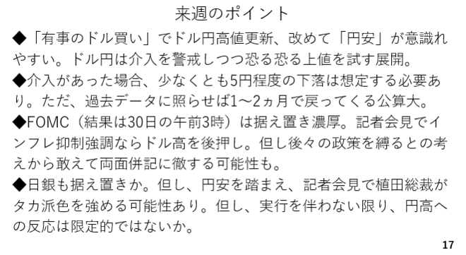 来週のポイント